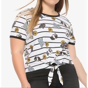 Niffler Print Tie Front Crop Top